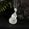 wholesale Silver Makers S999 Hollowed-out Gourd Pendant with Double Blessings and Chinese Character "Fu" Design, Fashionable Retro Chinese Style Versatile Accessory-0-2