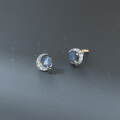 wholesale S925 Sterling Silver Minimalist Small Ins Niche Elegant Inlaid Diamond Star Moon Cat Eye Stud Earrings M06148-0-3