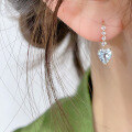 wholesale S925 sterling silver overall sea blue zircon drop earrings, Ocean Heart, daily versatile minimalist and unique earrings-0-4