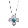 wholesale S925 Silver Four-Leaf Clover Paraiba Mother-of-Pearl Necklace Fashion Versatile Commuter Pendant Live Stream Edition-0-4