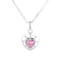 wholesale S925 Silver Korean Zircon Pink Heart Pendant Cute and Fresh Minimalist Design Necklace for Women-0-4