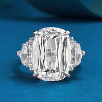wholesale S925 Silver New Style Imported High-Carbon Diamond 10*14mm Prism Cut Cushion Square Ring European and American-R1250 Prism Cut White Diamond Ring  Size 7