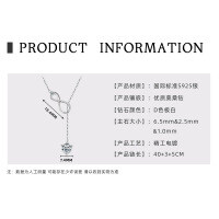 925 Silver Y-Tassel Pendant Necklace with Sparkling Moissanite Heart-Wireless symbol tassel pendant [White Gold]  925 Silver