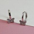 wholesale 925 Sterling Silver New Style Personalized Butterfly Micro-Set Fashionable High-End Zirconia Niche Cross-Border Sweet Hoop Earrings-0-5