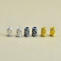 wholesale 925 Sterling Silver Antique Gold-Plated Hollow Twist and Fretwork Spacer Beads for Stringing Tube DIY Bracelet Chain Rope Accessories-Antique style (single)