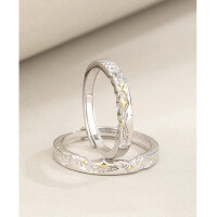 wholesale 925 Sterling Silver Star Couple Rings, Small and Unique Birthday Gift for Girlfriend-00900-Men's Adjustable opening