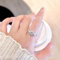 wholesale S925 Sterling Silver Classic Zircon Ring for Women, Fashion Minimalist and Elegant Light Luxury Side Diamond Setting, Adjustable Open Ring-JZ016401 Opening adjustable