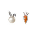 wholesale S925 Silver Pearl Rabbit Carrot Ear Studs Design Asymmetrical Cute Ear Accessories M03495-0-4