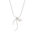 wholesale 925 Sterling Silver Line Bow Necklace for Women, Summer Fashion Versatile Ins Light Luxury Advanced Sense Collarbone Chain Necklace-0-4