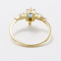 wholesale Metal material, Dunli Jewelry new dazzling retro Baroque court style London blue topaz ring niche design-0-3