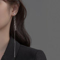 wholesale S925 Sterling Silver Korean Style Thai Silver Long Asymmetric Tassel Earrings Simple Elegant Jewelry M02560-0-0