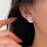 wholesale S925 Sterling Silver Personality Spiral Hoop Earrings Women Summer New Small and Exquisite Internet Celebrity Temperament Earrings-Sterling silver