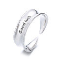 wholesale S925 Sterling Silver Ins Minimalist Good Luck Unisex Open Adjustable Ring-0-4