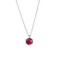 wholesale S925 Silver Maker Red Ruby Six-Prong Single Zircon Necklace Fashion Minimalist European and American Niche Design High-End Collarbone Chain-0-4