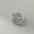 wholesale S925 Sterling Silver Korean-style Minimalist Multi-layer Line Light Bead Ring R02411-0-3