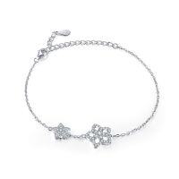 wholesale S925 Sterling Silver European and American Women's Five-Point Star Bracelet Wholesale Hot Export Pure Silver Jewelry for Women High-End Feel-Platinum 925 silver