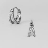 wholesale S925 silver double-layer diamond-studded ear clasps, Korean-style small and delicate, simple and elegant, personalized women's ear accessories M02243-S925 silver pair gold 925 silver
