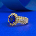 wholesale S925 Silver New Style French Bezel-Set Simulated Sapphire 6*8 Oval Romantic Fashion Ring-0-1