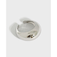 wholesale S925 Sterling Silver 430 Korean Version Ins Minimalist Geometric Arc Surface Smooth Ring for Women-18K Gold [No. 15/Adjustable] Opening adjustable