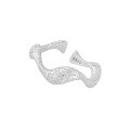 wholesale S925 Sterling Silver Frosted Crystal Wave Ring for Women, High-End Adjustable Silver Ring, Small Batch and Unique Luxury-0-5