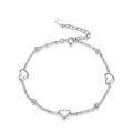 wholesale S925 Sterling Silver Cloud Link Bracelet with Heart Decoration and Round Zircon Inlay, Cross-Border Bestseller for Wholesale-0-4