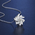 S925 Sterling Silver Windmill Necklace with Moissanite Pendant,-0-0