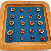 wholesale S925 Silver Gold-Plated Natural Garnet Accessories Four-Leaf Clover Spacer Bead Charm Bracelet Semi-Finished DIY Jewelry-Wine red garnet faceted rectangle