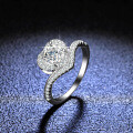 Sterling Silver Moissanite Ring, 1 Carat Heart Cutout Design for Women, Live Stream Collaboration-0-0