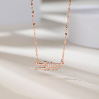 wholesale S925 Silver Korean Fashion Minimalist Cubic Zirconia Pendant Necklace for Women, Creative and Cute Alligator Pendant Wholesale-Rose gold necklace>925 silver