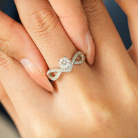 S925 Silver Asymmetric Moissanite Ring for Women Wholesale-50-point Moissanite - 6 yards