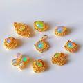 wholesale S925 Gold-Plated Silver with Inlaid Natural Opal DIY Bracelet Necklace Accessory Pendant Original Jewelry-0-0
