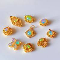 wholesale S925 Gold-Plated Silver with Inlaid Natural Opal DIY Bracelet Necklace Accessory Pendant Original Jewelry-9# one