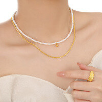 wholesale S925 Sterling Silver Korean Version Sparkling Ins Niche Design Textured Starry Collarbone Cauliflower Chain Necklace for Women-Thickened 18K gold [40+5cm] 925 silver