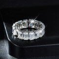 wholesale 18k Gold Plated Sterling Silver, 4*6mm Emerald Cut Moissanite Full Eternity Band Ring-0-2