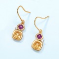 wholesale S925 Sterling Silver Geometric Square Versatile Synthetic Gemstone Earrings for Women, Wholesale Supplier, Light Luxury Style-0-3