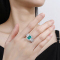 wholesale Metal material first, European and American fashion gemstone ring with high-end zircon inlaid lab-grown synthetic emerald ring live stream new drop shipping-0-2