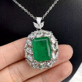 wholesale S925 Silver New Style Simulated Emerald 12*15mm Necklace, The Joy of a Wealthy Woman, Hot on Douyin-0-2