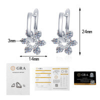 S925 Sterling Silver Moissanite Full Diamond French Floral Earrings, Three-Way Wear.-1.4 carats of moissanite set in full; 925 silver