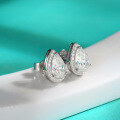 wholesale S925 sterling silver moissanite zirconia fashion versatile diamond-accented teardrop earrings, European and American-style wholesale jewelry, minimalist ear studs-0-1