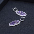wholesale S925 Silver Luxury Natural Amethyst Stud Earrings with Group-Set High-End Natural Gemstones-0-3