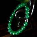 wholesale 925 Silver She's Jewelry New Style Inlaid Round Straight Hole 8mm Green Jade Pearl Bracelet 16-19cm-0-1