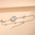 wholesale 925 Sterling Silver Fu Pendant White Shell Coin Bracelet for Women, Chinese Style Fu Character National Trend Ins Niche Luxury Design Bangle-0-3