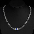 wholesale 925 Silver Spell New 2 Carat Egg-shaped 7*9 Tanzanian Evil Eye Necklace European and American Cuban Chain 48cm-0-0