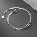 wholesale Metal S925 silver Korean-style minimalist double-layer U-shaped clasp bracelet for women, elegant geometric fresh accessory S4356-0-2