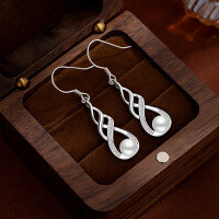wholesale 925 Sterling Silver Freshwater Pearl Earrings, Light Luxury Advanced Sense Women's Long Earrings, Irish Celtic Knot Ear Accessories-Freshwater Pearl Earrings - Comes with Plastic Earplugs &gt; 925 Silver