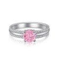 wholesale S925 Sterling Silver Pink Heart High-Carbon Diamond Ring Light Luxury Vintage Premium Clearance Style-0-14
