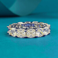 wholesale S925 silver chubby square 5*5mm G-color diamond pave ring stacking diamond ring women's ins-style ring band-R236 G Color Diamond Ring>No. 9
