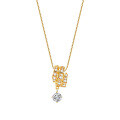S925 Sterling Silver 22K Gold Plated Moissanite 05ct Snake Chain Necklace with Full Pavé Pendant-0-3