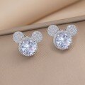 S925 Sterling Silver Mickey D-color Moissanite Stud Earrings, 05ct, Wholesale-0-1