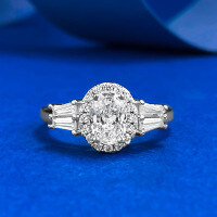 wholesale S925 Sterling Silver 5*7mm Zircon 1 Carat Oval High-end Luxury Setting Ring for Women-R1338 White Diamond Ring>Size 6